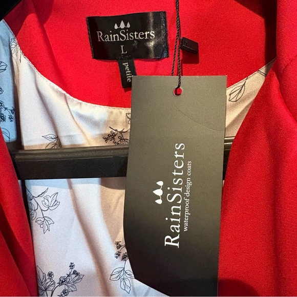 Rain Sisters Elegant Red Trench Coat for Women. NWT. Size L petite.  Gorgeous! - Picture 6 of 16